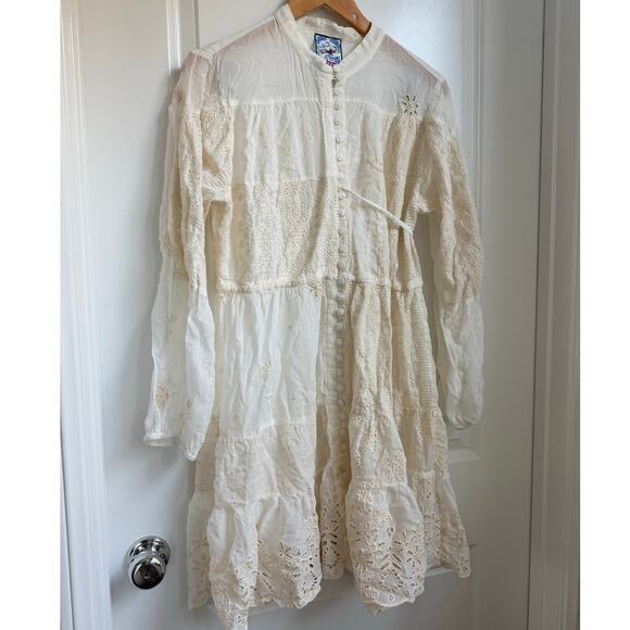 Johnny Was Lexan Embroidered Button-Down Slip Dress Boho Chic Size Large - Picture 5 of 13